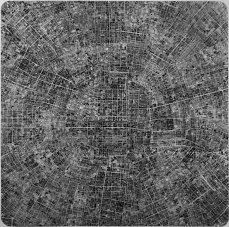 Les villes continues #18 TKY / The continuous cities #18 TKY / dessin à l’encre sur polyester – ink drawing on polyester / 150x150cm / 2013